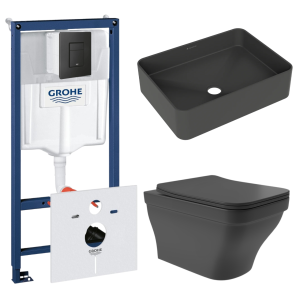 Комплект инсталляции GROHE Solido 38811KF0 с унитазом Aqueduto ESTETA EST0140 и раковиной Aqueduto ESPIRAL ESP0440 (NW0491)