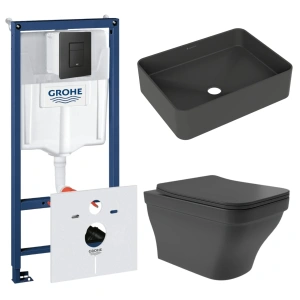 Комплект инсталляции GROHE Solido 38811KF0 с унитазом Aqueduto ESTETA EST0140 и раковиной Aqueduto ESPIRAL ESP0440 (NW0491)