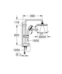 Душевая система GROHE New Tempesta 200 со смесителем для душа, хром (NB0044)