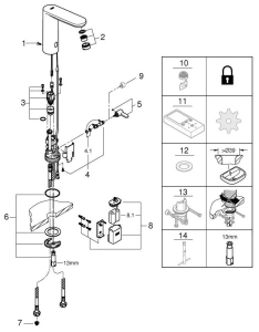 Смеситель для раковины GROHE Eurosmart Cosmopolitan E инфракрасный, L-size, хром (36422000)