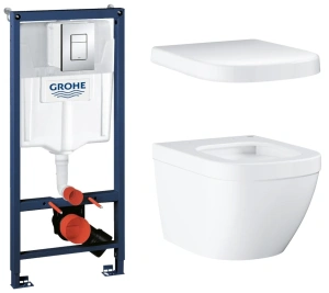 Комплект инсталляции GROHE Rapid SL 3 в 1 с унитазом Euro Ceramic и сиденьем (NW0129)