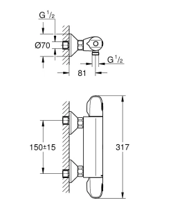Душевая система GROHE Vitalio Start System 180 Flex с термостатом для душа, хром (NSB0160)
