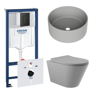 Комплект инсталляции GROHE Solido 38811KF0 с унитазом Aqueduto CONE CON0130 и раковиной Aqueduto ESPIRAL D400 ESP0130 (NW0407)