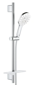 Душевой гарнитур GROHE Rainshower SmartActive 130 с мыльницей, 3 режима струи, душевая штанга 600 мм, 12 л/мин, белая луна (26576LS0)