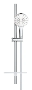 Душевой гарнитур GROHE Rainshower SmartActive 130 с мыльницей, 3 режима струи, душевая штанга 600 мм, 12 л/мин, белая луна (26576LS0)