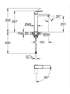 Смеситель для раковины GROHE Cubeo, XL-size, матовый черный (1017802430)