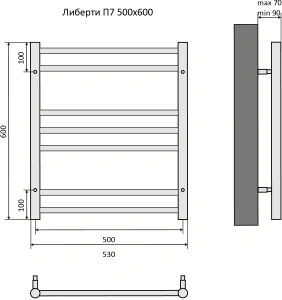 Полотенцесушитель водяной Aquatek Либерти П7 500x600, хром AQ RR0760CH