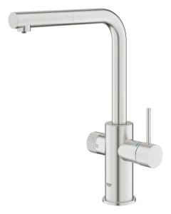 Смеситель для кухни GROHE Blue Pure Minta c вытяжным изливом и фильтрацией, суперсталь (30590DC0/UB), уцененный товар