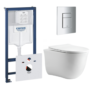 Комплект инсталляции GROHE 38775001 с унитазом Aquatek КЛАССИК и сиденьем с микролифтом (NW0146)