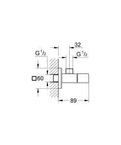 Вентиль угловой 1/2 дюйма GROHE Eurocube, хром (22013000)