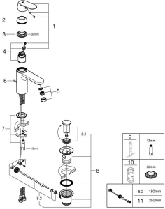 Смеситель для раковины GROHE Eurosmart Cosmopolitan, M-size, хром (2339600E)