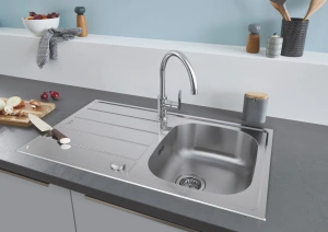 Мойка GROHE K200 45-S 86/50 1.0 с корзинчатым вентилем, нержавеющая сталь (31552SD1)