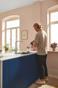 Смеситель для кухонной мойки GROHE Blue Pure Minta c вытяжным изливом, функцией фильтрации, без фильтра в комплекте, суперсталь (30601DC0)