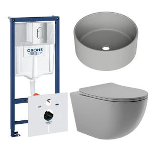 Комплект инсталляции GROHE Rapid SL NW0145/S с унитазом Aqueduto OVO OVOT2130 и раковиной Aqueduto ESPIRAL D400 ESP0130 (NW0607)