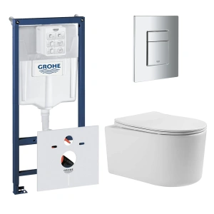 Комплект инсталляции GROHE 38775001 с унитазом Aquatek МИЯ и сиденьем с микролифтом (NW0150)
