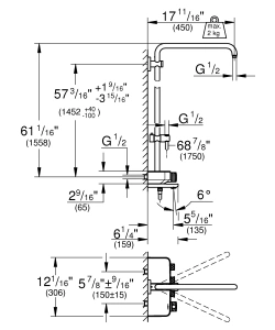 Душевая система GROHE Euphoria SmartControl System Duo с термостатом для ванны, хром (26512000)