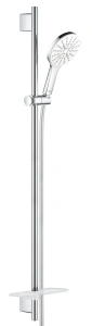 Душевой гарнитур GROHE Rainshower SmartActive 130 с мыльницей, 3 режима струи, душевая штанга 900 мм, 9,5 л/мин, белая луна (26579LS0)