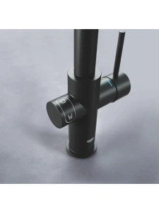 Смеситель для кухни GROHE Blue Professional с функцией фильтрации, с системой охлаждения и газирования воды, Wi-Fi, черный матовый (31323KS2)