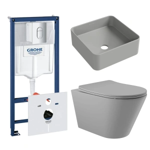 Комплект инсталляции GROHE Rapid SL NW0145/S с унитазом Aqueduto CONE CONT2130 и раковиной Aqueduto ESPIRAL ESP0330 (NW0581)