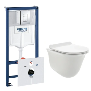 Комплект инсталляции GROHE Rapid SL 38775001 с унитазом AQUAme AQM2005 и сиденьем с микролифтом (NW0312)