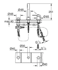 Смеситель для ванны GROHE Essence на 3 отверстия, хром (19976001)