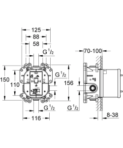 Встраиваемая часть однорычажного смесителя для ванны GROHE Rapido E (35501000)