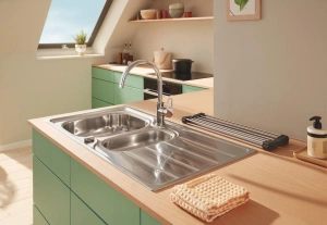 Кухонная подставка для посуды GROHE складная, нержавеющая сталь, матовая (40854SD0)