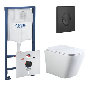 Комплект инсталляции GROHE Rapoid SL 3 в 1 с унитазом Aquatek ЛИБРА AQ1148T-00 и звукоизоляционным комплектом (NW0774)