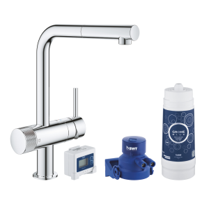 Смеситель для кухонной мойки GROHE Blue Pure Minta с функцией фильтрации, с фильтром в комплекте, хром (30382000)