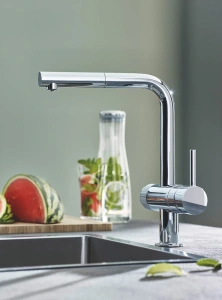 Смеситель для кухонной мойки GROHE Blue Pure Minta с функцией фильтрации, с фильтром в комплекте, хром (30382000)