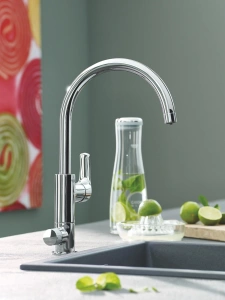 Смеситель для кухонной мойки GROHE Blue Pure Eurosmart с функцией фильтрации, с фильтром в комплекте, хром (30383000)