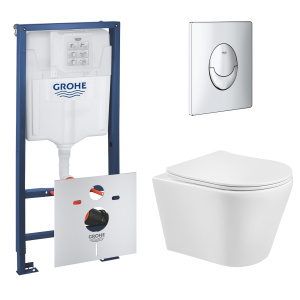 Комплект инсталляции GROHE Rapid SL 3 в 1 с унитазом Aquatek ВЕГА AQ1804T-00 и звукоизоляционным комплектом (NW0760)