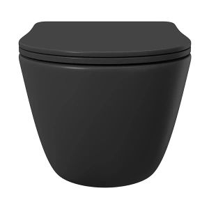 Унитаз подвесной Aqueduto OVO 525*360 безободковый, сиденье с микролифтом, черный матовый (OVOT2140)