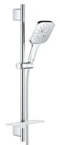 Душевой гарнитур GROHE Rainshower SmartActive 130 Cube с мыльницей, 3 режима струи, душевая штанга 600 мм, 9,5 л/мин, хром (26584000)