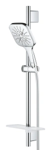 Душевой гарнитур GROHE Rainshower SmartActive 130 Cube с мыльницей, 3 режима струи, душевая штанга 600 мм, 9,5 л/мин, хром (26584000)