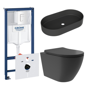 Комплект инсталляции GROHE Rapid SL 38772SH0 с унитазом Aqueduto OVO Plus OVOT0240 и раковиной Aqueduto ESPIRAL ESP0240 (NW0460)