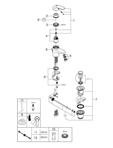 Смеситель для раковины GROHE Euroeco с донным клапаном, S-size, хром (23262000)