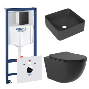 Комплект инсталляции GROHE Solido 38811KF0 с унитазом Aqueduto OVO OVOT2140 и раковиной Aqueduto ESPIRAL ESP0340 (NW0574)