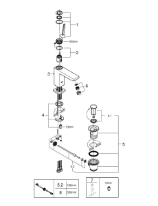 Смеситель для раковины GROHE Eurocube Joy с донным клапаном, M-size, хром (23657000)