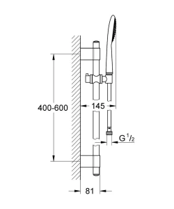 Душевой гарнитур GROHE Rainshower Solo 100, 1 режим струи, душевая штанга 600 мм, хром (27528000)