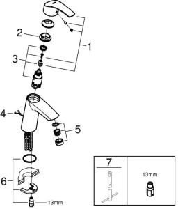 Смеситель для раковины GROHE Eurosmart, M-size, хром (23323001)