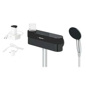 Душевой набор GROHE Purefoam, 2 режима, 1750 мм, 7,6 л/мин, хром/черный (1033670000)