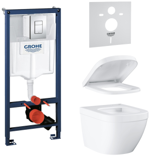 Комплект инсталляции GROHE Rapid SL 4 в 1 с унитазом Euro Ceramic и сиденьем с микролифтом (NW0101)