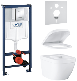 Комплект инсталляции GROHE Rapid SL 4 в 1 с унитазом Euro Ceramic и сиденьем с микролифтом (NW0102)
