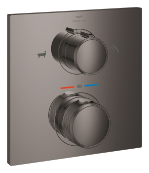 Внешняя часть термостата для ванны GROHE Allure скрытого монтажа на 2 потребителя, квадратная, темный графит глянец (19446A02)