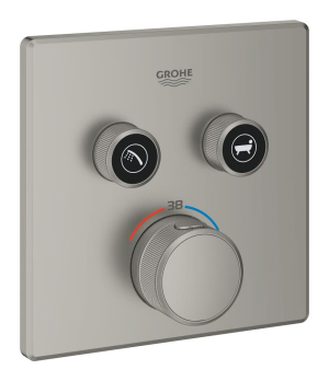 Внешняя часть термостата для душа GROHE Grohtherm SmartControl на 2 потребителя, сатиновая сталь (29124MS0)