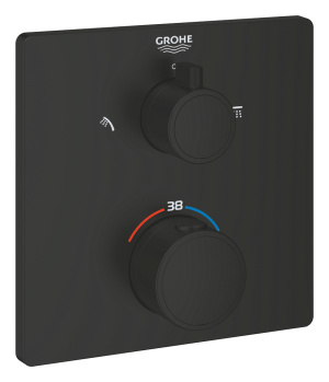 Внешняя часть термостата для душа GROHE Grohtherm на 2 потребителя, матовый черный (1022092430)