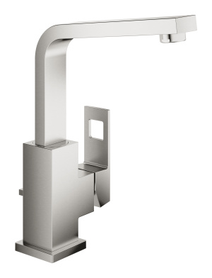 Смеситель для раковины GROHE Eurocube с донным клапаном и высоким изливом, суперсталь (23135DC0)