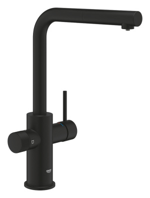 Смеситель для кухонной мойки GROHE Blue Pure Minta c вытяжным изливом, функцией фильтрации, без фильтра в комплекте, фантомный черный (30590KF0)