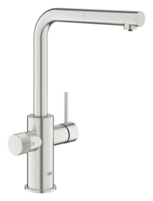 Смеситель для кухни GROHE Blue Pure Minta c вытяжным изливом и фильтрацией, суперсталь (30590DC0/UB), уцененный товар